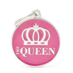 قلادة دائرية لون زهري بكتابة كلمة Queen - متجر اليف