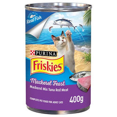 بورينا فريسكيس سمك الماكريل ولحم التونه الاحمر طعام القطط الرطب 400 جرام - متجر اليف
